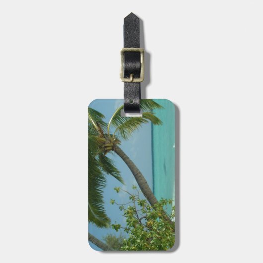 Tropisch strand Zand Sun Water Ocean Waves Surf Ar Bagagelabel (Voorkant verticaal)