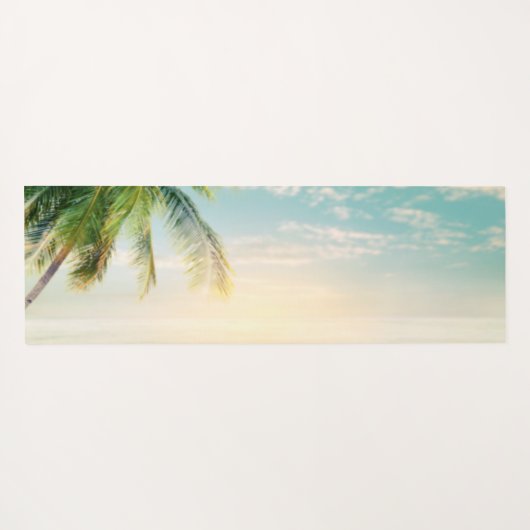 Tropisch strand, zand, zeeschelpen, yogamat (Achterkant (horizontaal))