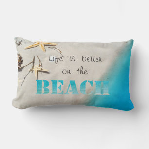 Tropisch strand, zand, zeester, schelp kussen