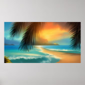 Tropisch strand Zandpalmen Poster (Voorkant)