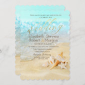 Tropisch strand, zeeshells bruiloft kaart (Voorkant / Achterkant)