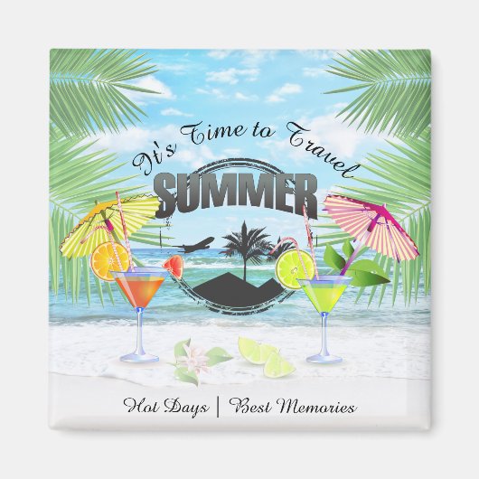 Tropisch strand, zomervakantie | Gepersonaliseerd Magneet (Voorkant)