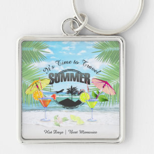 Tropisch strand, zomervakantie Gepersonaliseerd Sleutelhanger