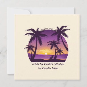  Tropisch strand Zomerzonsondergang Palmboom Kaart
