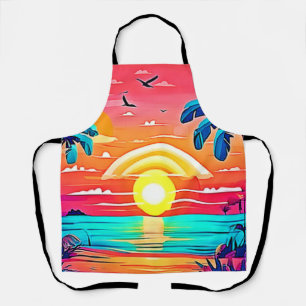 Tropisch strand zonsondergang met regenboog schort