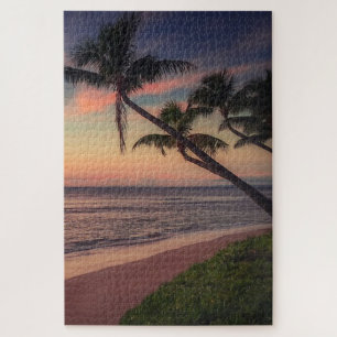 Tropisch strand zonsondergang palmen legpuzzel