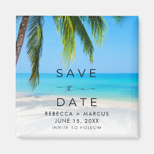 Tropisch strandbruiloft Save the Date Magneet