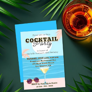 Tropisch strandcocktailfeest Mijlpaal Verjaardag Kaart