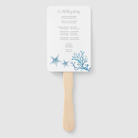 Tropisch strandkoraalweddenschap handwaaier (Achterkant)