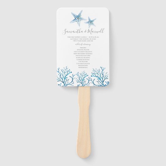 Tropisch strandkoraalweddenschap handwaaier (Voorkant)