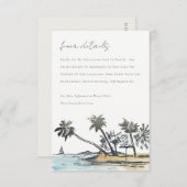 Tropisch strandpalm boomschets bruiloft Detail Informatiekaartje (Voorkant / Achterkant)
