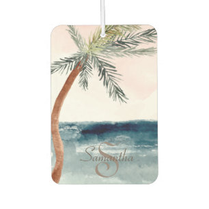 Tropisch strandpalm-monogram luchtverfrisser