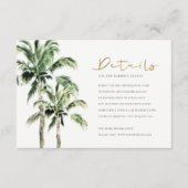 Tropisch strandpalm Trees Rustic Wedding Detail Informatiekaartje (Voorkant)