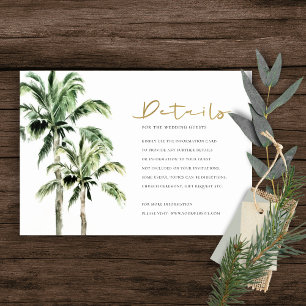 Tropisch strandpalm Trees Rustic Wedding Detail Informatiekaartje