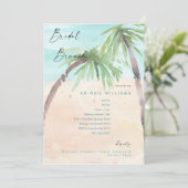 Tropisch strandpalmboom bruidsbrunchuitnodiging kaart (Staand voorkant)