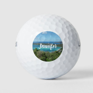 Tropisch strandparadijs doe-het-zelf gepersonalise golfballen