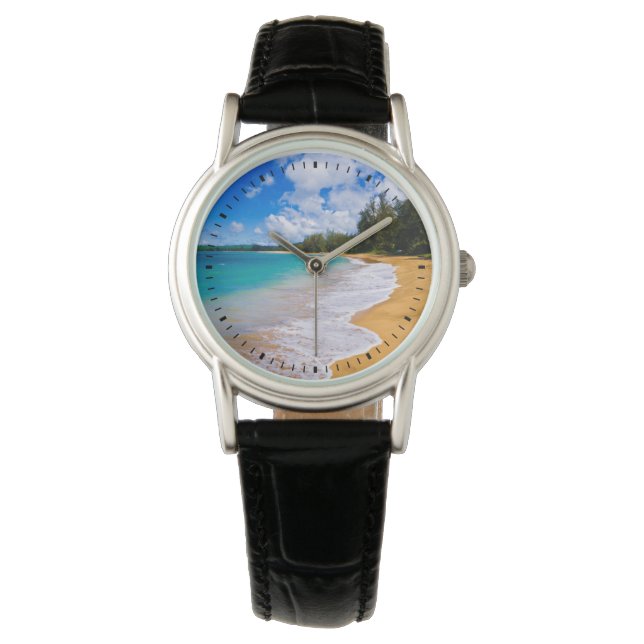 Tropisch strandparadijs, Hawaii Horloge (Voorkant)