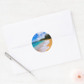 Tropisch strandparadijs, Hawaii Ronde Sticker (Envelop)