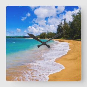 Tropisch strandparadijs, Hawaii Vierkante Klok