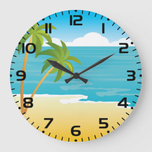 Tropisch strandparadijs met palmbomen grote klok