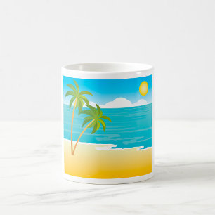 Tropisch strandparadijs met palmbomen koffiemok