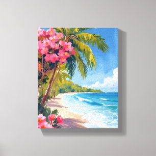 Tropisch strandparadijs   Schilderij van de oceaan Canvas Afdruk