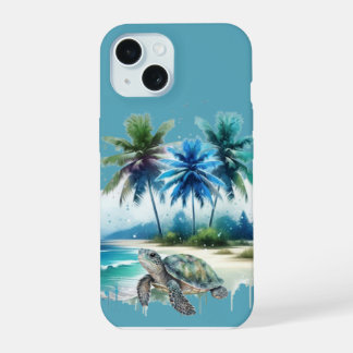 Tropisch strandparadijs Schildpad's Reis iPhone 15 Hoesje