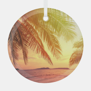 Tropisch strandparadijs: sereen landschap. glas ornament