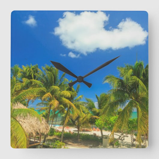 Tropisch strandresort, Belize Vierkante Klok (Voorkant)