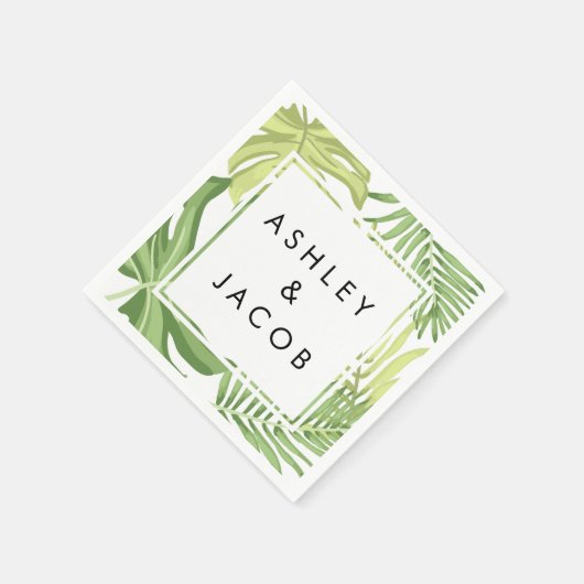 Tropisch strandtrouwpapier met servetten Palm Hawa (Hoek)