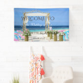 Tropisch stranspal Floral Wedding Banner (Insitu)