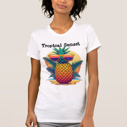 Tropisch Sunset Ananas T-shirt (Voorkant)