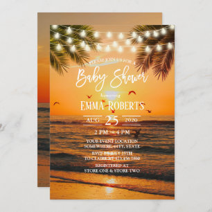 Tropisch Sunset Palm Beach Baby shower Kaart