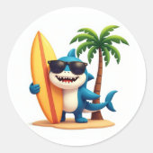 Tropisch Surf Shark 🦈 Fun Beach Vibes Sticker (Voorkant)