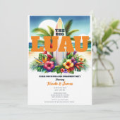 Tropisch Surfplank Zwembad Feest Luau Verloving Kaart (Staand voorkant)