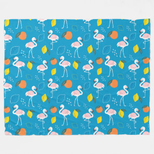 Tropisch thema Flamingo Fruits on Blue Background Fleece Deken