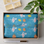 Tropisch thema Flamingo Fruits on Blue Background Tissuepapier (Geschenk)