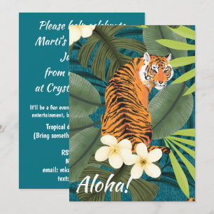 Tropisch Tiger Hawaiian Palm Oerwoud Blauwgroen Kaart