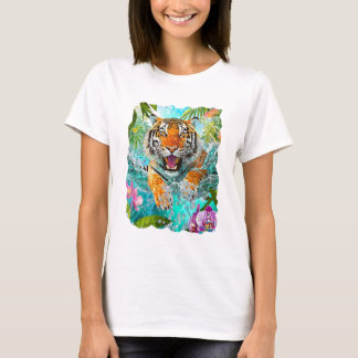 Tropisch tijger T-shirt van Gemma Orte Designs