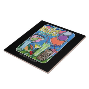 Tropisch Tiki Cocktail Lounge schilderij op een Tegeltje