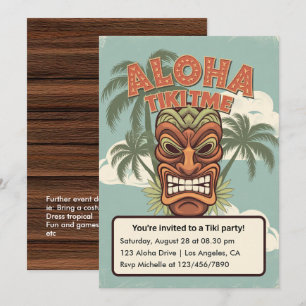 Tropisch Tiki Tijd Hawaïaans Luau Feest Kaart