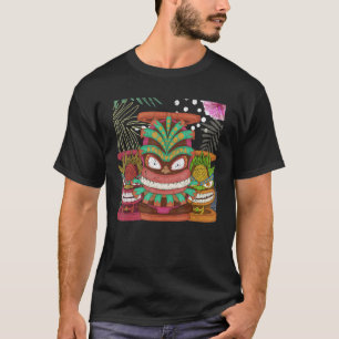Tropisch Totem Hawaiaans Tiki-masker Polynesische T-shirt