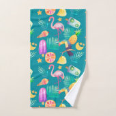 Tropisch Toucan Bird Pink Flamingo patroon Bad Handdoek (Handdoek)