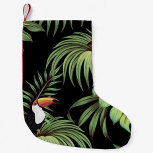 Tropisch toucan, palmbladeren, bloemnaadloos kleine kerstsok