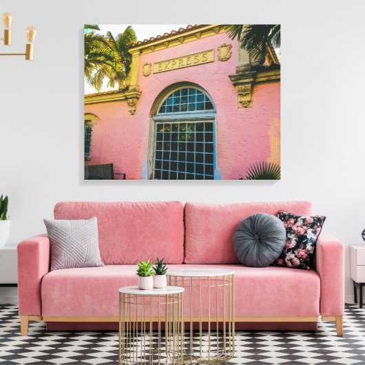 Tropisch treinstation façade canvas afdruk (Insitu (Woonkamer))