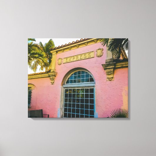 Tropisch treinstation façade canvas afdruk (Voorkant)