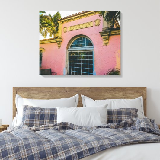 Tropisch treinstation façade canvas afdruk (Insitu (Slaapkamer))