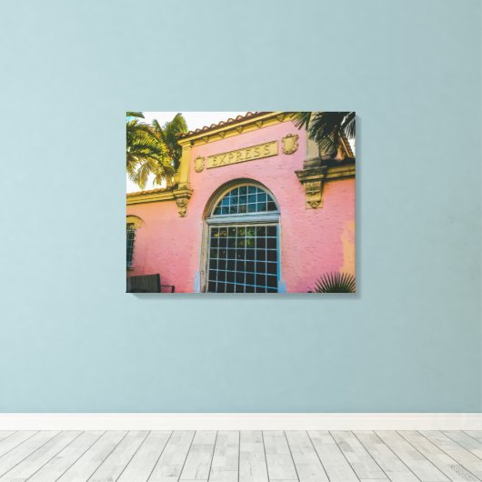 Tropisch treinstation façade canvas afdruk (Insitu (Houten vloer))