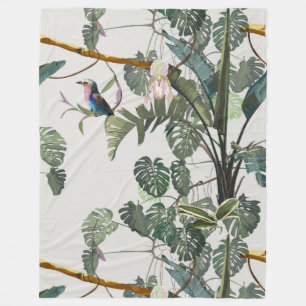 Tropisch tropisch landschap, vogel. fleece deken