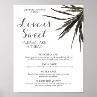 Tropisch trouw dessert menu bord poster papier